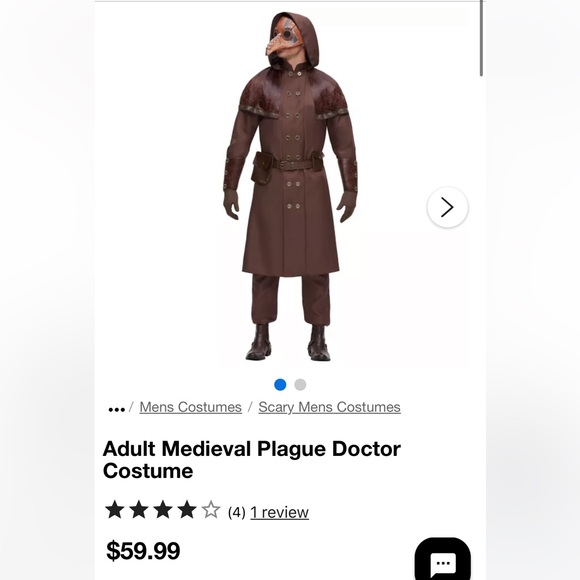 Medieval Plague Doctor Halloween Costume Adult Small-Medium - Picture 15 of 16